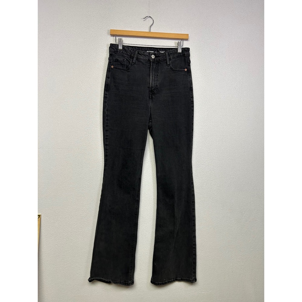Retro Boho Old Navy Womens 6 Black Higher High-Rise Flare Jeans